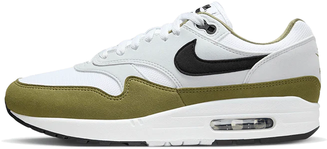 Nike Nike Air Max 1 White Black Medium Olive Groen