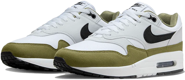 Nike Nike Air Max 1 White Black Medium Olive Groen
