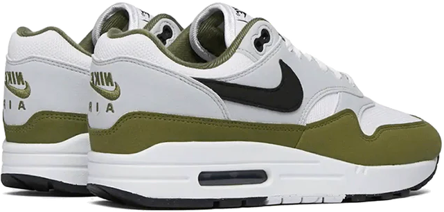 Nike Nike Air Max 1 White Black Medium Olive Groen