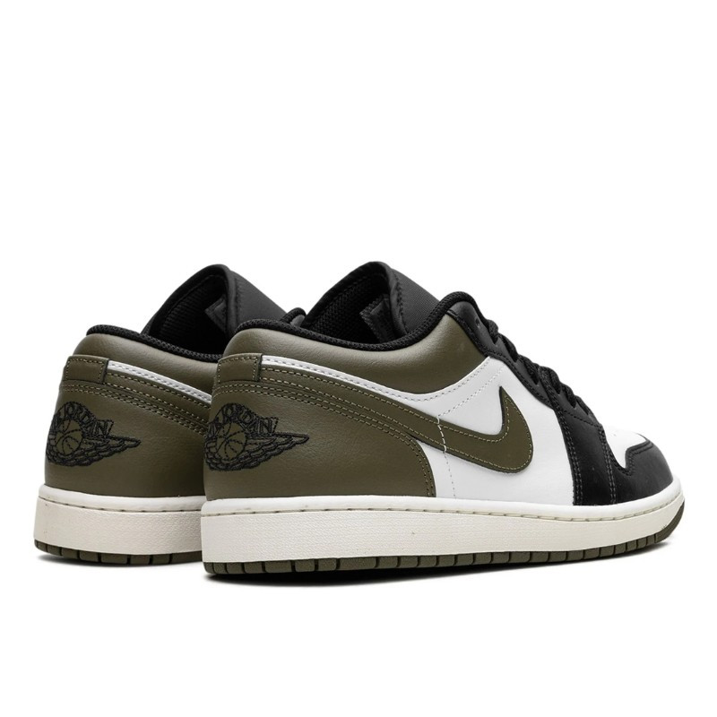 Nike Air Jordan 1 Low Black Toe Medium Olive Zwart