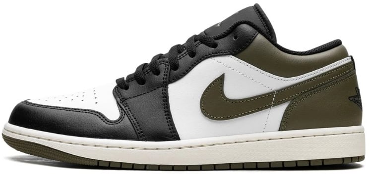 Nike Air Jordan 1 Low Black Toe Medium Olive Zwart