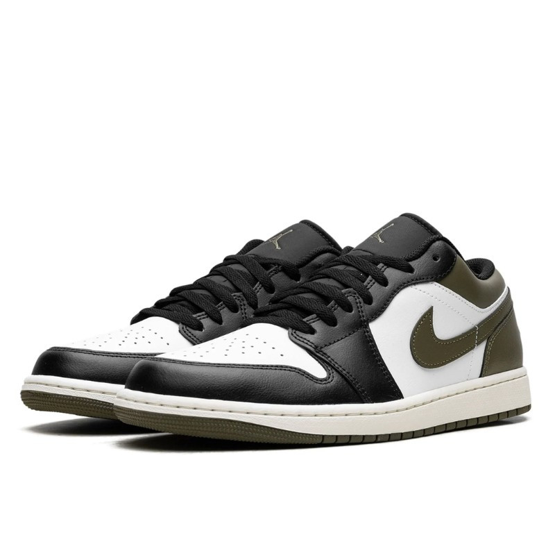 Nike Air Jordan 1 Low Black Toe Medium Olive Zwart