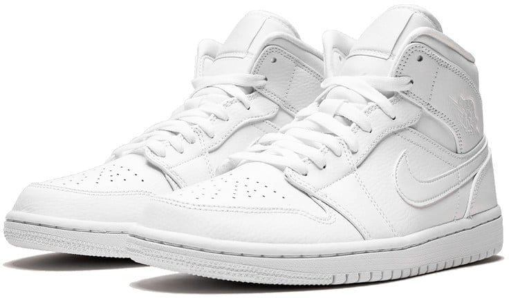 Nike Air Jordan 1 Mid Triple White Wit