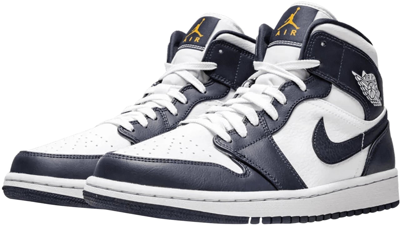 Nike Air Jordan 1 Mid White Metallic Gold Obsidian Divers