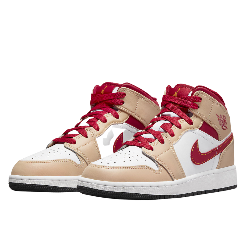 Nike Air Jordan 1 Mid Light Curry Cardinal Rood