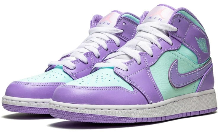 Nike Air Jordan 1 Mid Purple Aqua Blauw