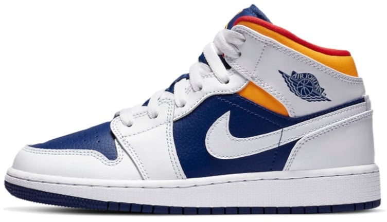 Nike Air Jordan 1 Mid White Laser Orange Deep Royal Blue Blauw