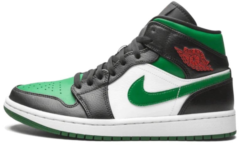 Nike Air Jordan 1 Mid Pine Green Toe Zwart