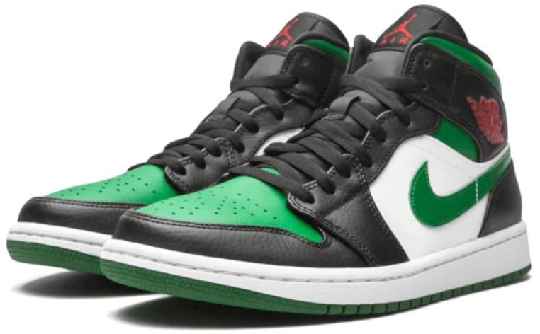 Nike Air Jordan 1 Mid Pine Green Toe Zwart