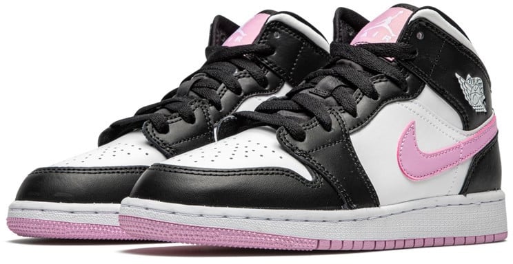 Nike Air Jordan 1 Mid White Black Light Arctic Pink Zwart