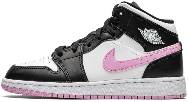 Nike Air Jordan 1 Mid White Black Light Arctic Pink Zwart