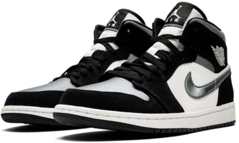 Nike Air Jordan 1 Mid Satin Grey Toe Zwart