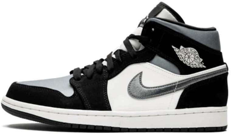Nike Air Jordan 1 Mid Satin Grey Toe Zwart