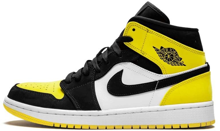 Nike Air Jordan 1 Mid Yellow Toe Black Zwart