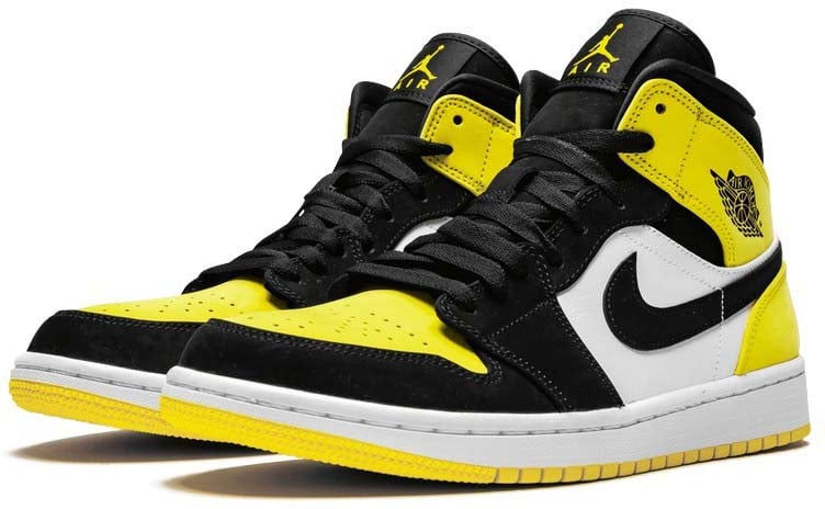 Nike Air Jordan 1 Mid Yellow Toe Black Zwart