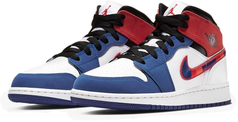Nike Air Jordan 1 Mid Rush Blue University Red Wit
