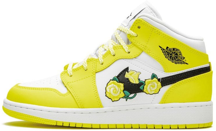 Nike Air Jordan 1 Mid Dynamic Yellow Floral Wit