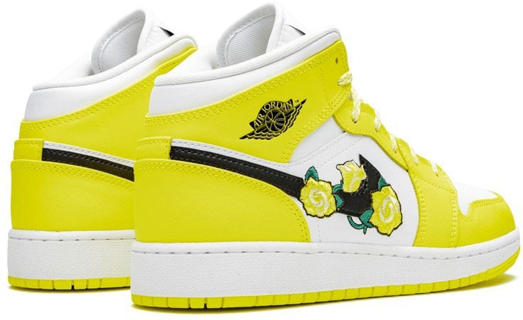 Nike Air Jordan 1 Mid Dynamic Yellow Floral Wit