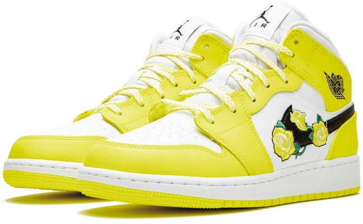 Nike Air Jordan 1 Mid Dynamic Yellow Floral Wit