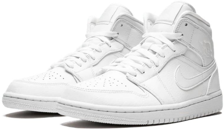 Nike Air Jordan 1 Mid Triple White Patent Swoosh Wit
