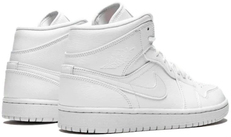 Nike Air Jordan 1 Mid Triple White Patent Swoosh Wit