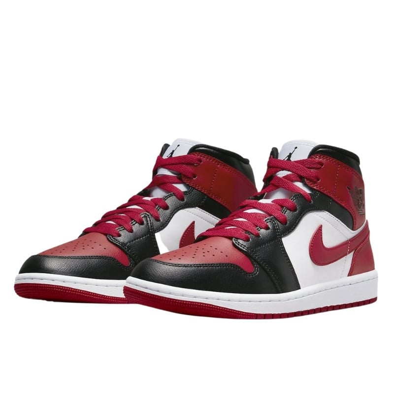 Nike Air Jordan 1 Mid White Bred Toe Divers