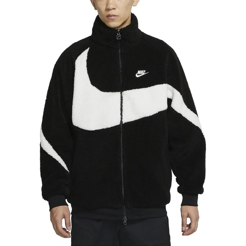 Nike Nike Big Swoosh Reversible Boa Jacket Black White Zwart
