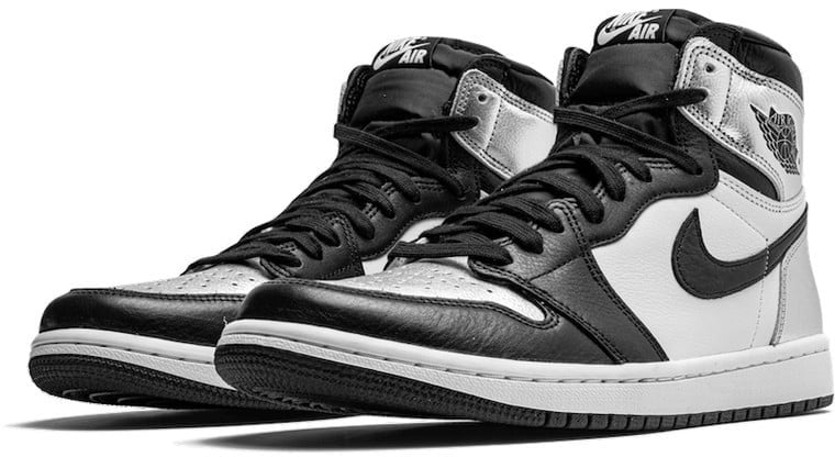Nike Air Jordan 1 Retro High Silver Toe Zwart