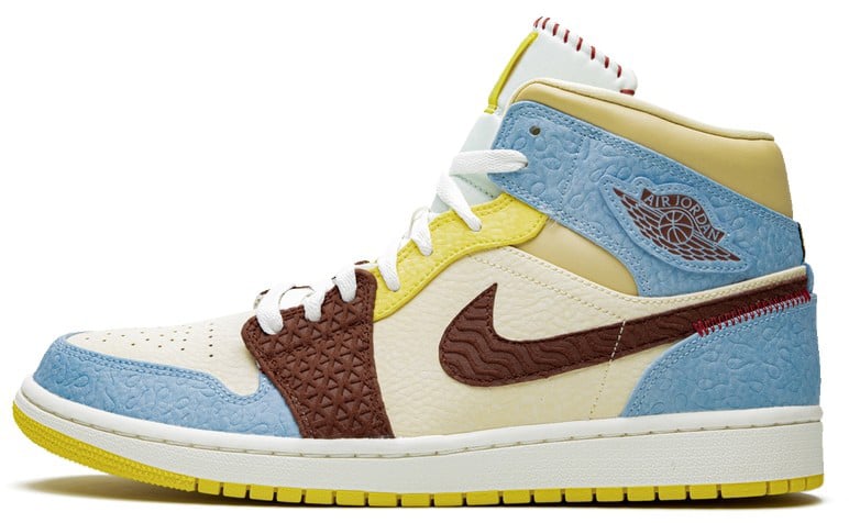 Nike Air Jordan 1 Mid Fearless Maison Château Rouge Blauw