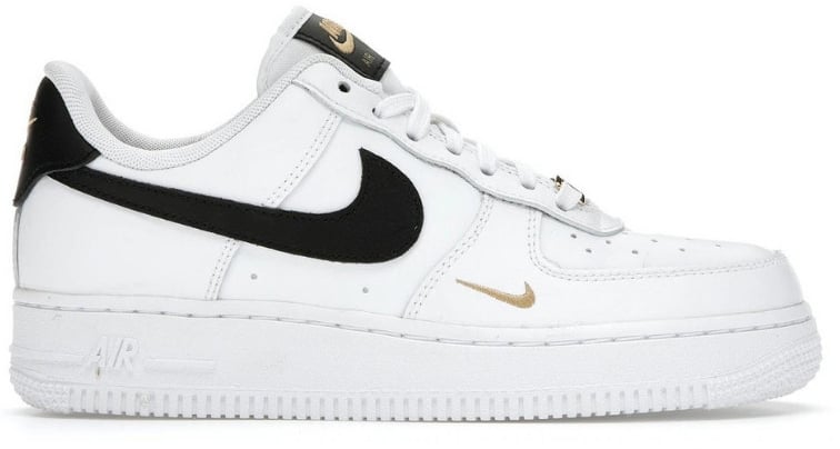 Nike Nike Air Force 1 Low '07 Essential White Black Gold Mini Swoosh Zwart