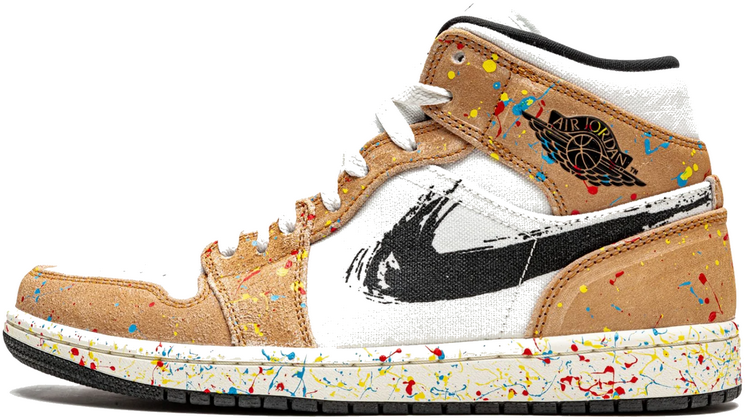 Nike Air Jordan 1 Mid SE Brushstroke Wit