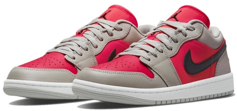 Nike Air Jordan 1 Retro Low Light Iron Ore Siren Red Grijs