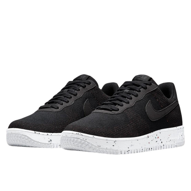 Nike Nike Air Force 1 Low Crater Flyknit Black White Zwart