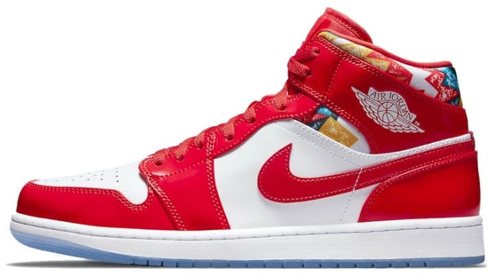 Nike Jordan 1 Mid Barcelona Sweater Red Patent Wit