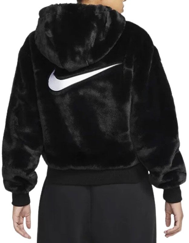 Nike Faux Fur Jacket Nike Sportswear Essentials Black White Zwart