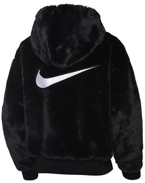 Nike Faux Fur Jacket Nike Sportswear Essentials Black White Zwart