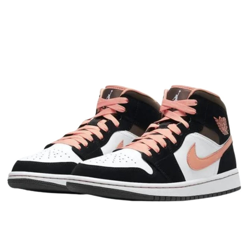 Nike Air Jordan 1 Mid Peach Mocha Zwart