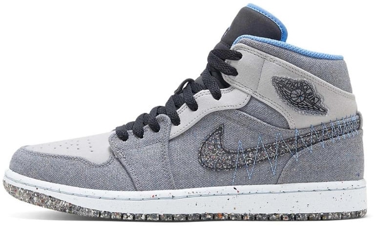 Nike Air Jordan 1 Mid Crater Grey University Blue Zwart