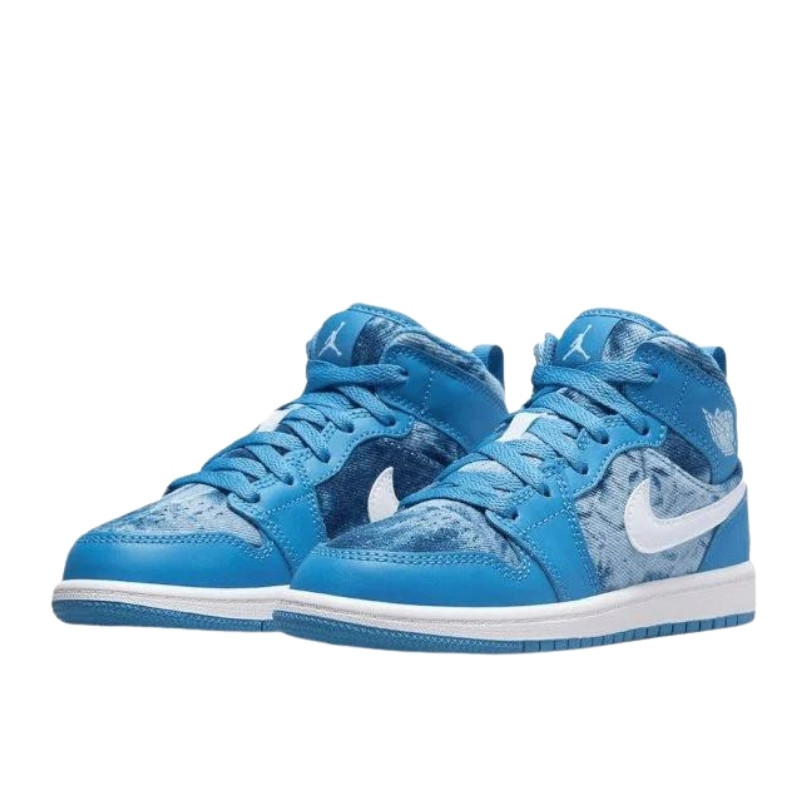 Nike Air Jordan 1 Mid Washed Denim Blauw