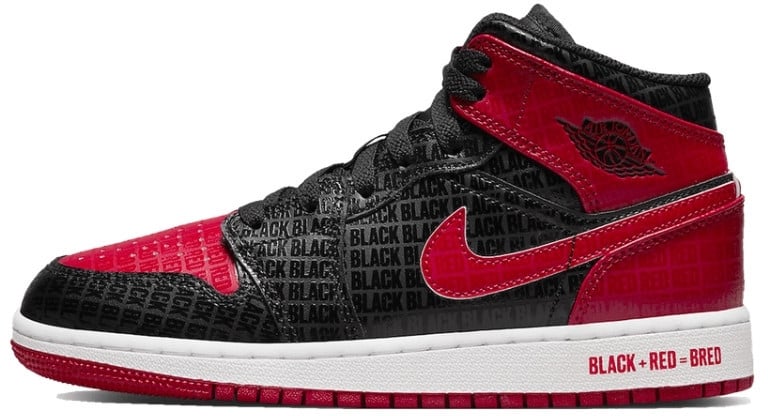 Nike Air Jordan 1 Mid Bred Text Zwart