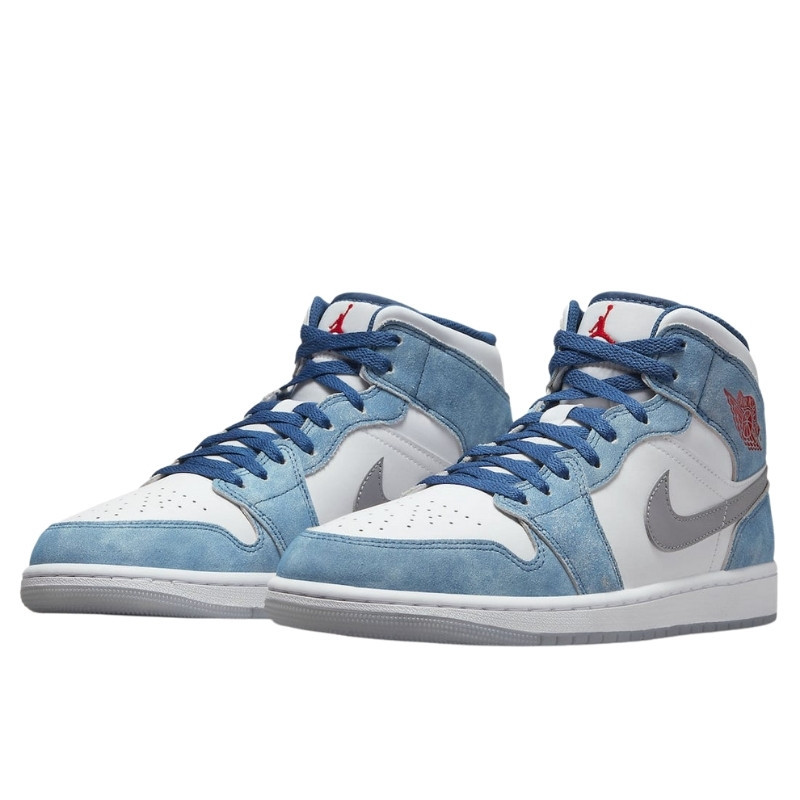 Nike Air Jordan 1 Mid French Blue Fire Red Wit