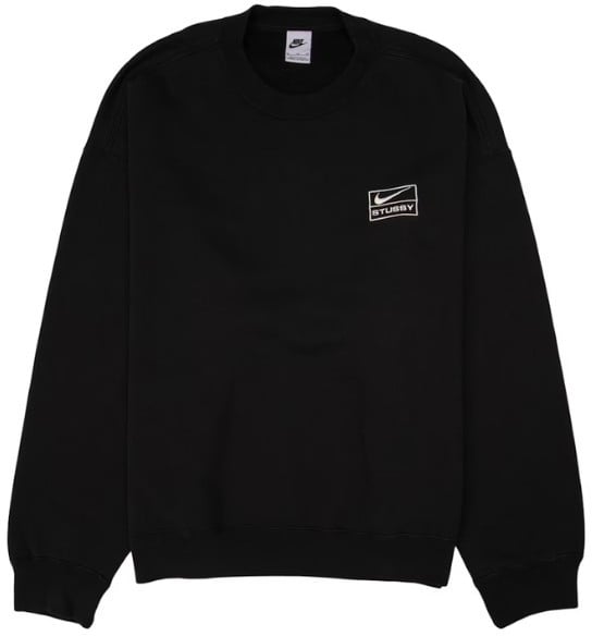 Nike Sweat Nike x Stussy Wash Crew Fleece Black Zwart