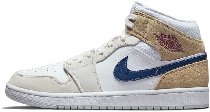 Nike Air Jordan 1 Mid Tan Suede Wit