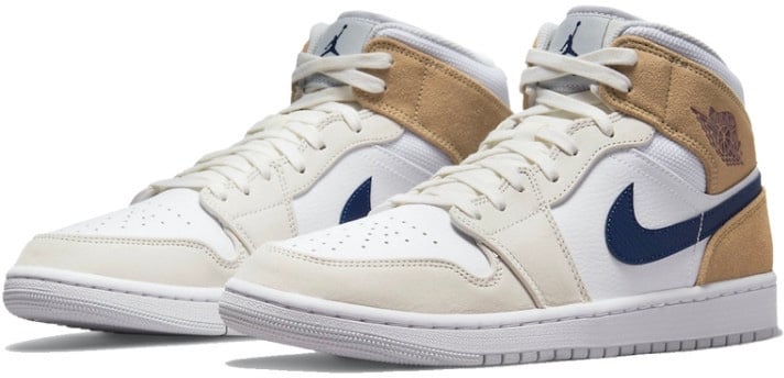 Nike Air Jordan 1 Mid Tan Suede Wit