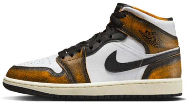 Nike Air Jordan 1 Mid SE Orange Wear-Away Zwart
