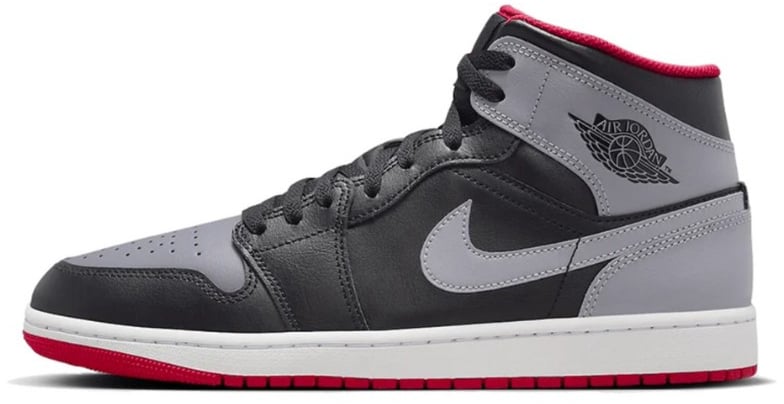 Nike Air Jordan 1 Mid Black Grey Red Grijs