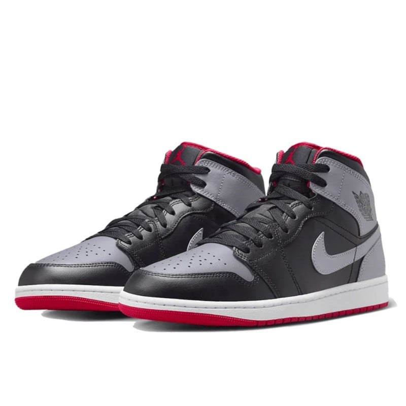 Nike Air Jordan 1 Mid Black Grey Red Grijs