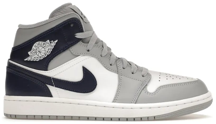 Nike Jordan 1 Mid Wolf Grey Midnight Navy Wit