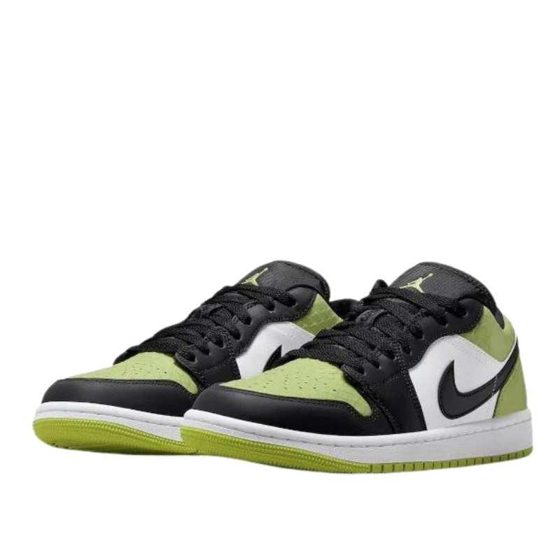 Nike Air Jordan 1 Low Vivid Green Snakeskin Zwart