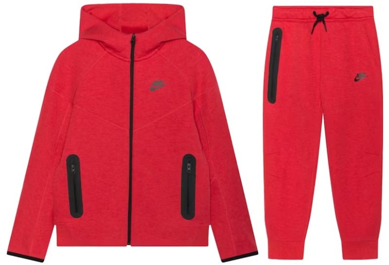 Nike Full Zip Hoodie Joggers Set Nike Sportswear Tech Fleece Light University Red Heather Black Rood